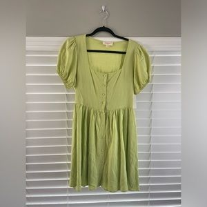 NWT Peach Love Boutique Button Front Puff Sleeve Mini Dress